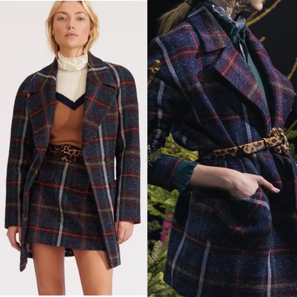 VERONICA BEARD Phillips Plaid Dickey Belted Jacket - Picture 1 of 13